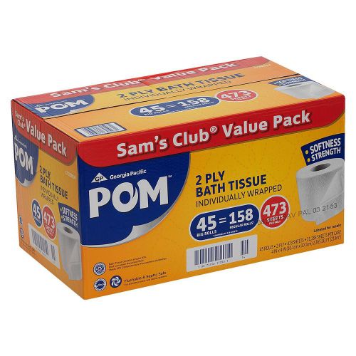 POM Bath Tissue 2 Ply 473 Sheets 45 Rolls