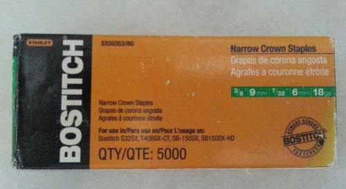 Bostitch SX50353/8G. Narrow Crown Staples 3/8&#034; x 7/32&#034; x 18ga  Qty 5000