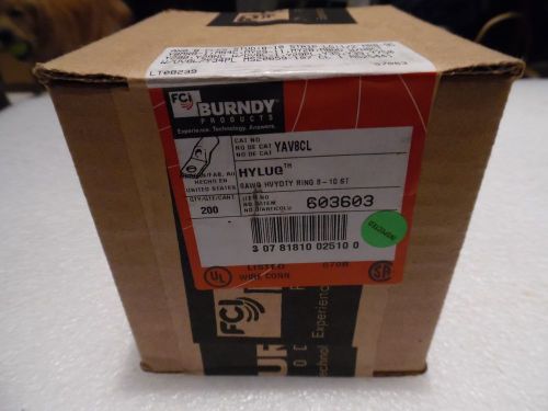 Burndy yav8cl copper compression lug  8awg  #8- #10 stud hylug nib lot of 200 for sale