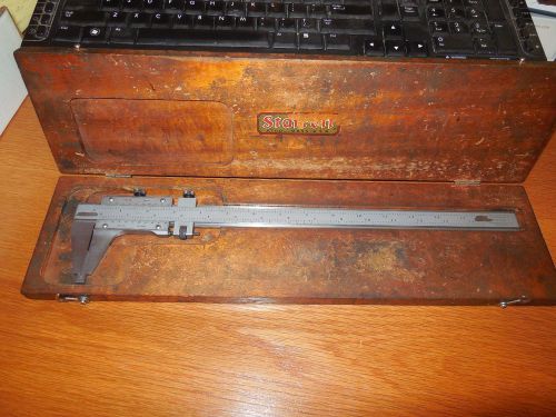 Starrett No. 123 Master Vernier Caliper 14&#034; with Original wood box.