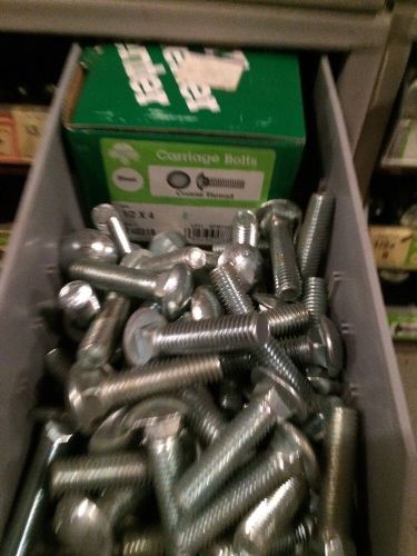 Lot Of 25 HILLMAN Carriage Head Bolts 1/2&#034; X 4&#034; Zinc Plated Steel