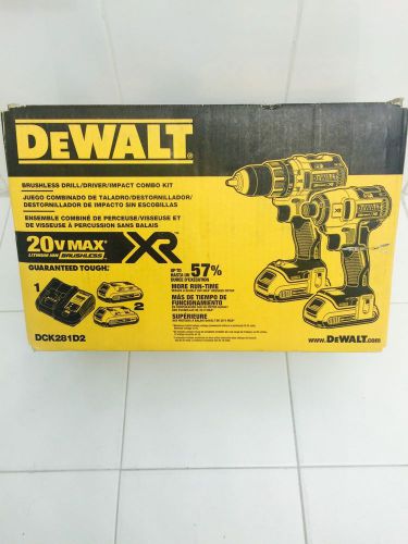 DEWALT 20V MAX XR Li Ion Brushless Drill / Driver &amp; Impact Driver Kit DCK281D2