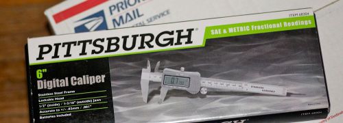 PITTSBURG 6&#034; DIGITAL CALIPER SAE &amp; METRIC + FRACTIONAL READ -Fast Shipping