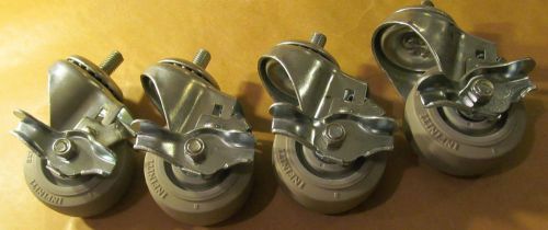 4 NEW INFINITI 3&#034; QUIET RIDE LOCKING SWIVEL CASTERS THREADED 1/2&#034; STEM RTI/PPI