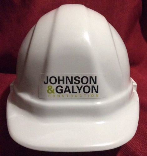 White HARD HAT  Omega II Johnson &amp; Galyon construction Knoxville TN Hardhat 2009