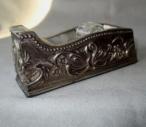 FABULOUS VINTAGE GODINGER ORNATE SILVER PLATE TAPE DISPENSER