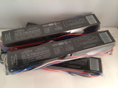 (4 NEW) KTEB-232-UV-IS-N-P Keystone Electronic Ballasts 120-277 VAC T8 Lights