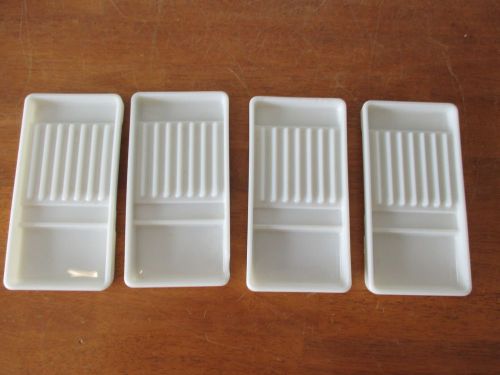 LOT OF 4 VINTAGE MILK GLASS DENTAL INSTRUMENT TRAYS