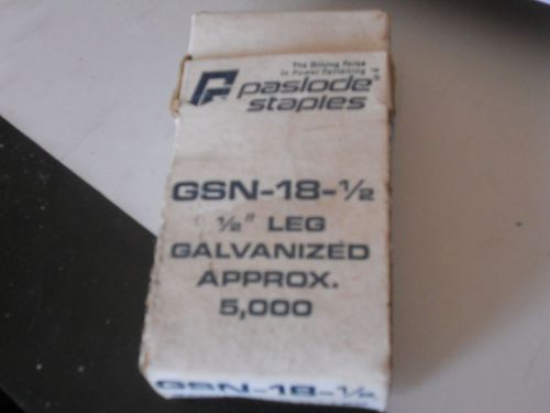 NEW PASLODE STAPLES GSN-18-1/2 1/2&#034; LEG HIZINCOTE 5000 COUNT