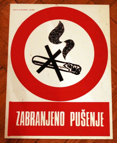 YUGOSLAVIA - Industrial Safety Sign: DANGER - SLIPPERY FLOOR SURFACE! 1970s