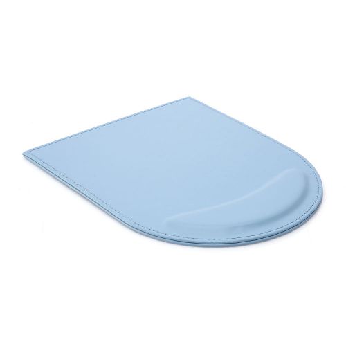 Fashion Pu Leather Solid Color Wrist Comfort Mousepad Mat Office Gaming Pad Blue
