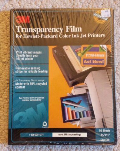 New Sealed 3M CG3460 InkJet Transparency Film 50 Sheets NIB