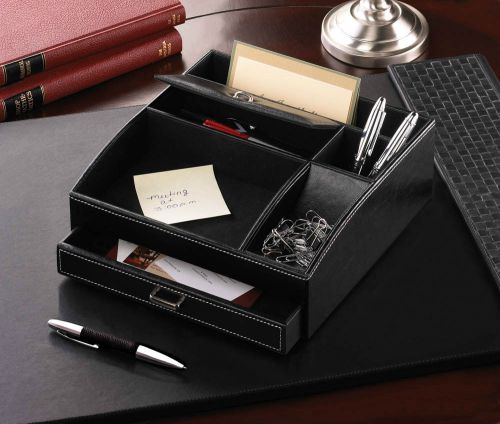 BLACK FAUX LEATHER ORGANIZER-#10015643