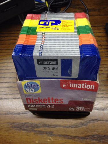 30 Pack of Imation Rainbow Diskette Floppy Disks 1.44 MB IBM Formatted 2HD 3.5&#034;