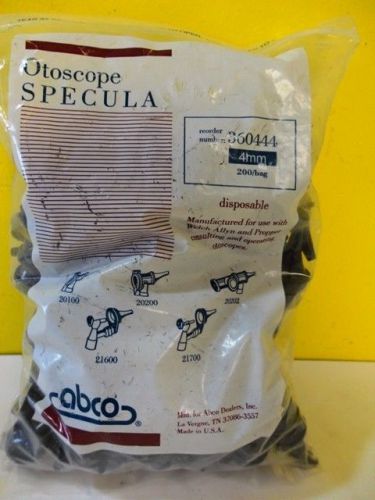 Otoscope specula 360444 4mm 200/bag disposable abco dealers new nip for sale