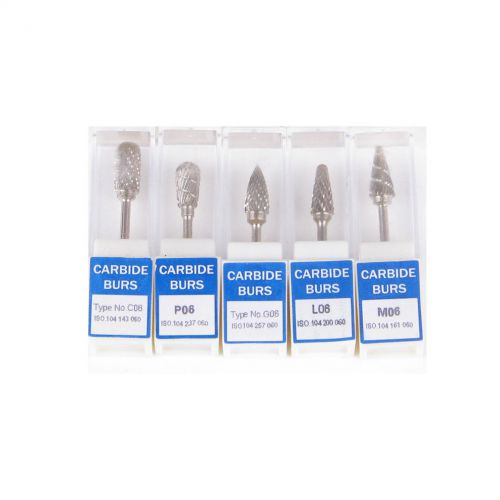 5 pcs Dental Lab Steel Carbide Burs for Teeth Drill Polishing Handpiece 2.35mm