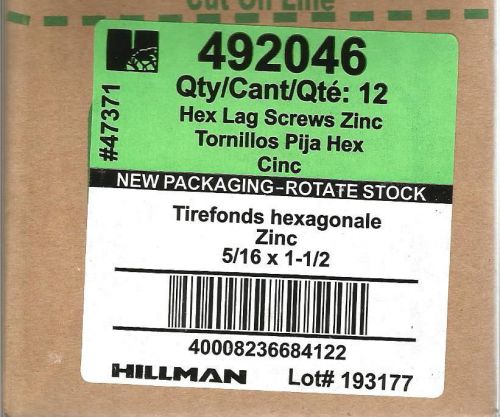 150 HEX LAG SCREWS SIZE 5/16 X 1-1/2&#034;,, ZINC,,HILLMAN CO...CLOSEOUT..LOW PRICES