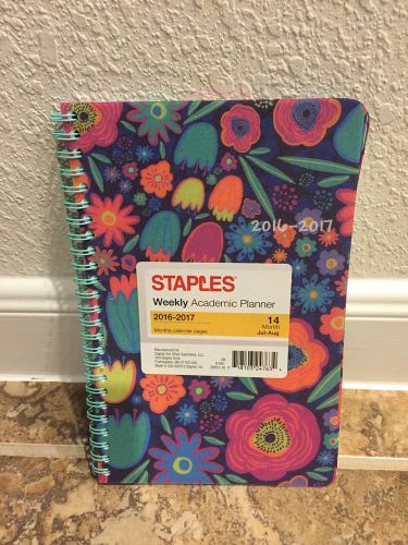 Staples Blue Sky 2016 2017 Academic Weekly Planner Calendar Planner Floral Brigh