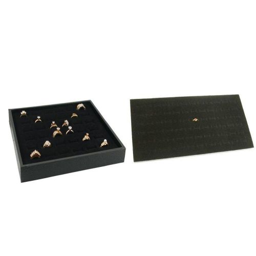 Black Display Tray With 36 &amp; 72 Slot Ring Foam Insert Pads Kit 3 Pcs