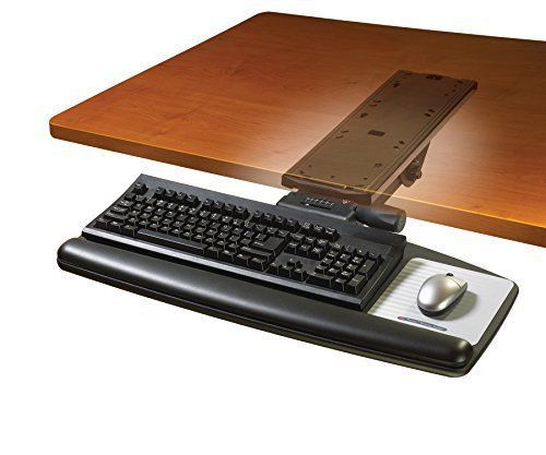 3M Easy Adjust Keyboard Tray with Standard Platform, 17 3/4 Inch Track, Gel Rest