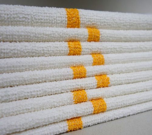 48 NEW 3 GOLD STRIPED RIBBED BAR MOPS KITCHEN TOWELS 34OZ GA TOWELS HEAVY DUTY