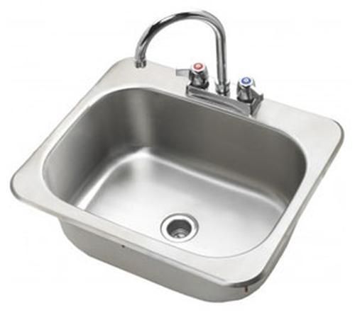 KROWNE METAL 20&#034; X 17&#034; DROP-IN HAND SINK W/ 8.5&#034; GOOSENECK SPOUT FAUCET - HS-201