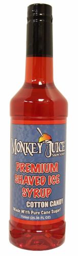 Cotton candy snow cone syrup - made with pure cane sugar - monkey juice brand for sale