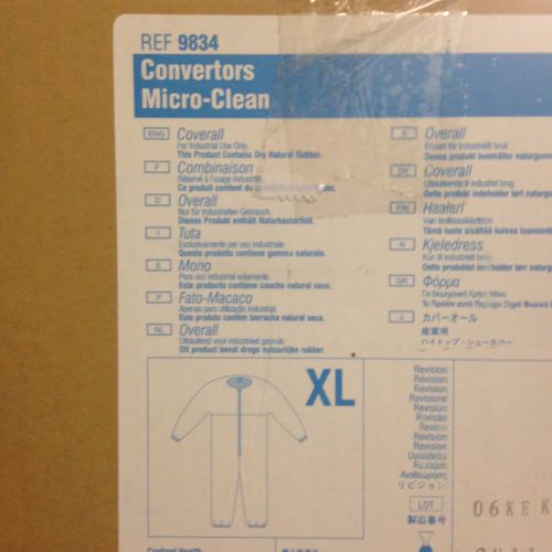 CARDINAL HEALTH CONVERTORS STERILE MICRO-CLEAN COVERALLS XL #9834, LOT of 5