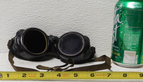 ANTIQUE OXWELD WELDING SAFETY GOGGLES GLASSES BLAKE LITE BLACK BROWN GLASS LENS