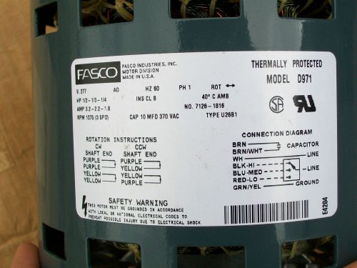 New Fasco D971 1/4 h.p. to 1/2 h.p. Electric Motors