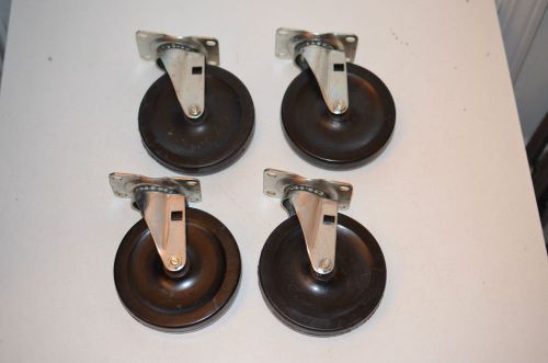 Lot of 4 new old stock nos faultless rubber wheel castors ball bearings 5 inch for sale