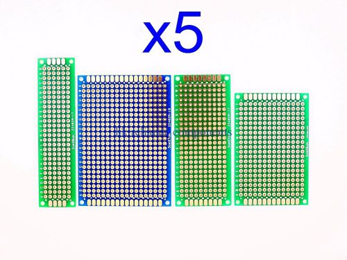 20 pcs Double Side PCB Circuit Breadboard FR4 Gold Plate 7x5 6x4 7x3 8x2cm E