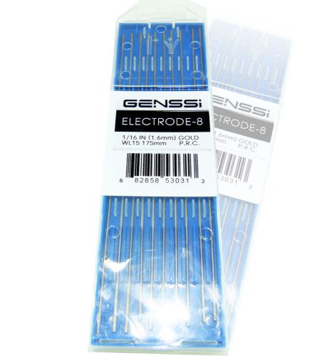 GENSSI 10 1.5% Lanthanated Tungsten TIG Electrodes 1/16 7 Gold 1.6mm 175mm