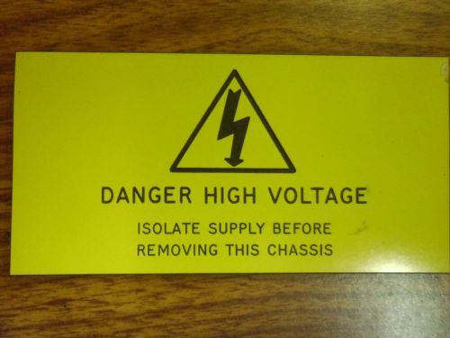 4 3/4 X 2 1/2&#034; DANGER HIGH VOLTAGE PLASTIC DECAL #56107