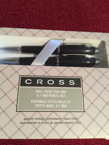 CROSS DUBAI Black Chrome ball point pen and mechanical pencil set NIB WOW!