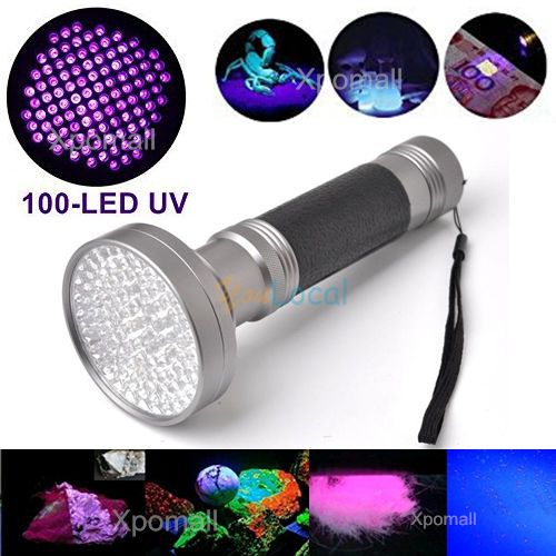 Professional 100 led uv blacklight flashlight torch for scorpion detection money for sale