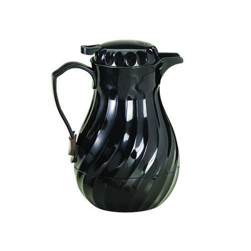 Tablecraft 272 20 oz Black Plastic Swirl Decanter w/Thumb Press