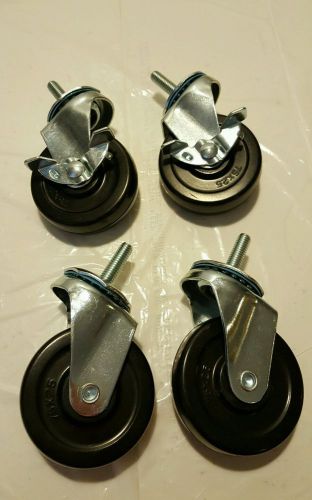 commercial  3&#034; Caster 3/8&#034; x1 1/4&#034;  threaded Stem (4 Item, 2 w/brake )