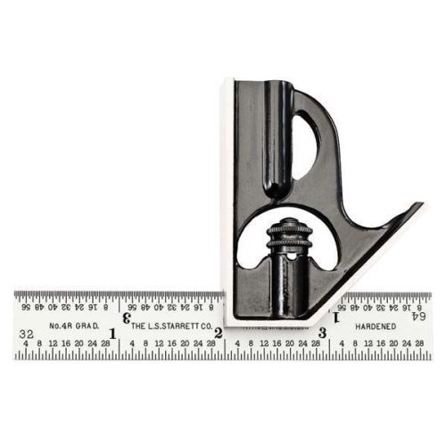 STARRETT 33H-4-4R 2 Piece Combination Square Set - Blade Length: 4&#039;&#039;