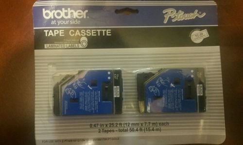 Brother tc-20 cassette p-touch labels black on white 2pk for sale