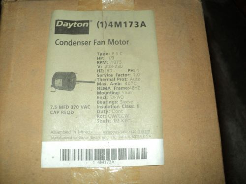 Dayton 4m173 motor 1/3 hp ,1075 rpm, 208/230 v , 48yz fr ,1 speed , hvac/r for sale