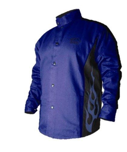 Revco BSX Flame-Resistant Welding Jacket - Blue with Blue Flames, Size 2X-Large