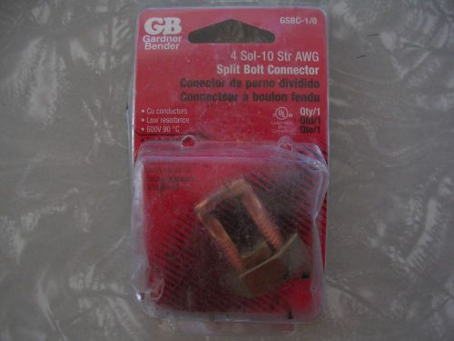 Gardner bender (gb) gsbc-1/0 split bolt connector 4 sol-10 str awg for sale