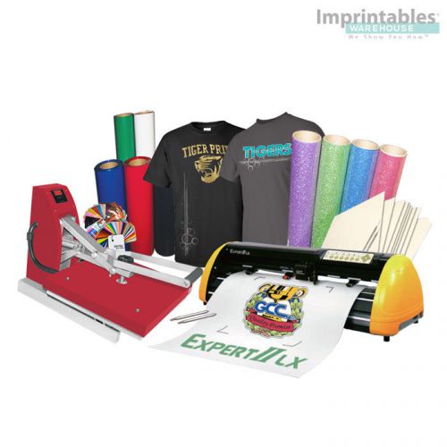 GCC Expert II LX Vinyl Cutter &amp; Red Press Package and Heat Transfer Supplies