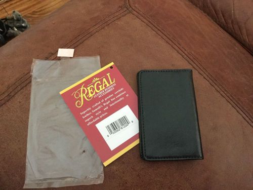 REGAL LEATHER BUSINESS CARD WALLET HOLDER // BLACK NEW ///