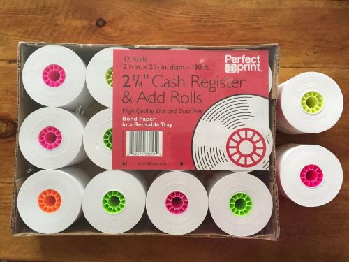 New 12 +2 Rolls Perfect Print Adding Machine Calculator Paper 2 1/4&#034; - 130&#039;