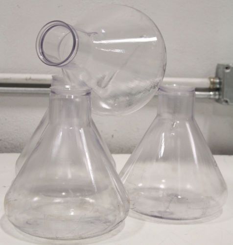 Lot of (4) Nalgene 2800mL Plastic Laboratory Wide Mouth Baffle Flask + Free SH