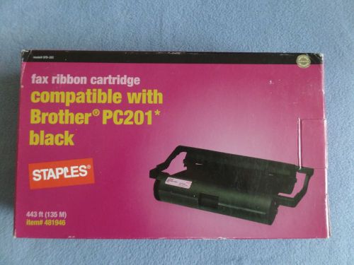 STAPLES BROTHER PC201 BLACK FAX RIBBON CARTRIDGE 443&#039; #481946 NEW IN BOX