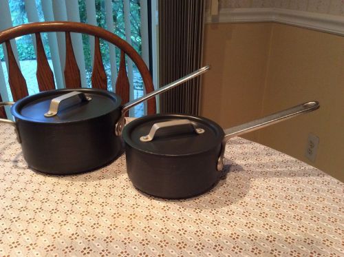 2 NSF COMMERCIAL ALUMINUM ANODIZED 1.5 &amp; 2.5 QUART SAUCEPANS #8701 1/2 &amp;8702 1/