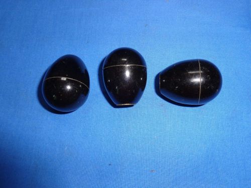 LOT OF 3 BLACK OVAL PLASTIC or RESIN KNOBS machine hand knob brass 3/8&#034; - 16